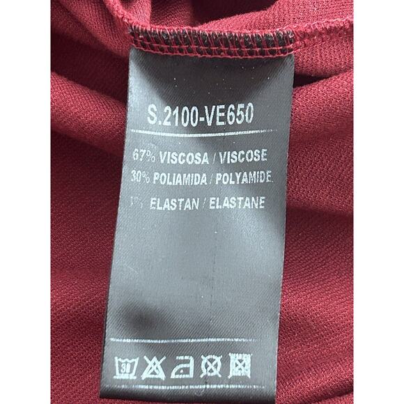 Isabel de Pedro women's Bodycon Midi Red Burgundy Boatneck Dress Black 42 8 44 - Picture 6 of 6